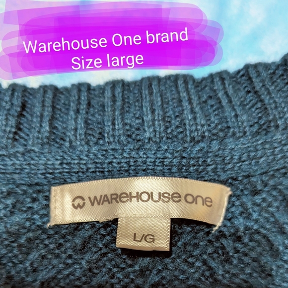 Warehouse One, BNWOT, dark teal/emerald green size LG, knitted style sweater - Picture 8 of 14